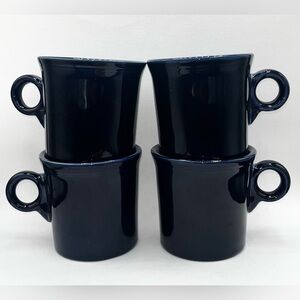 4 Fiestaware Cobalt BLUE Ring Handle Coffee Cup Mugs Tom & Jerry Fiesta VTG EUC